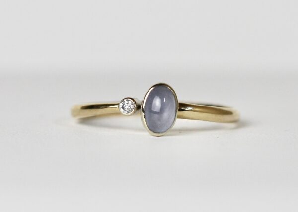 14K Blue Star Sapphire & Diamond Ring