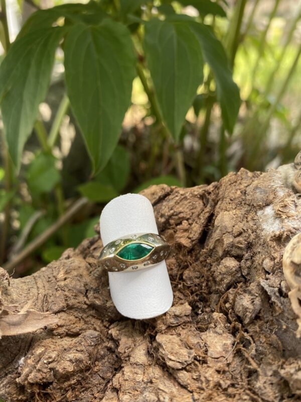 Marquise Emerald and Diamond Ring - Image 2