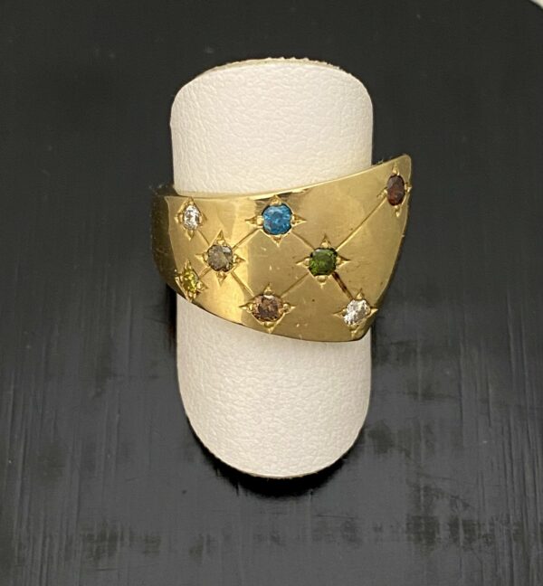 Gold Ring with Colored Diamonds