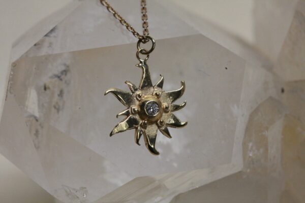 Diamond Sun 14k Gold Necklace