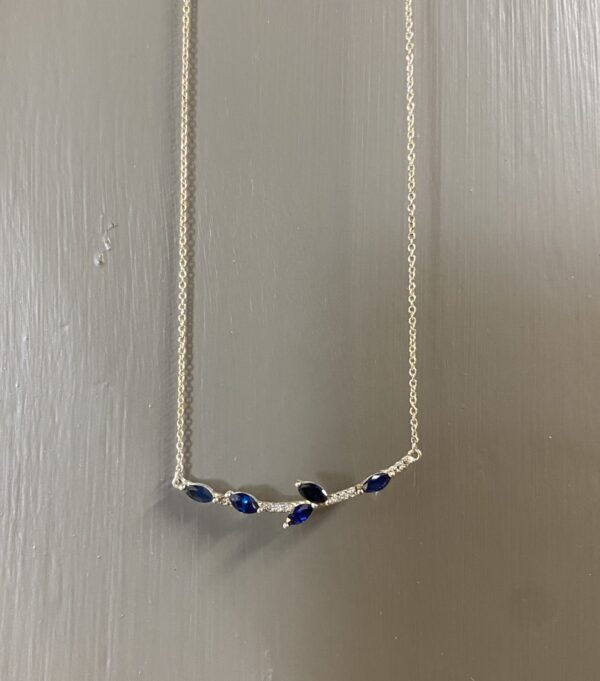 Sapphire and Diamond Leaf Necklace