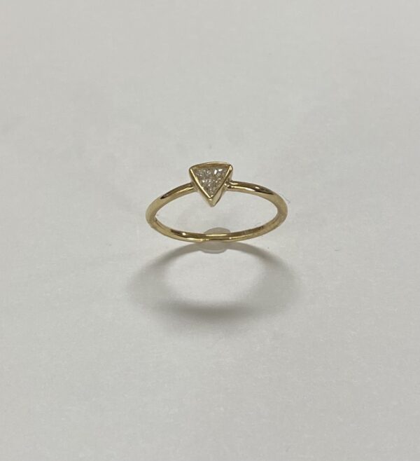 Yellow Gold Triangle Diamond Ring