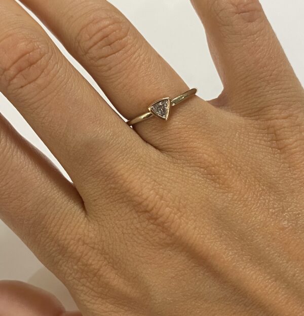 Rose Gold Triangle Diamond Ring - Image 2