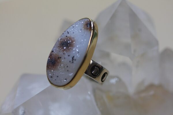 Dalmation Druzy Quartz Ring